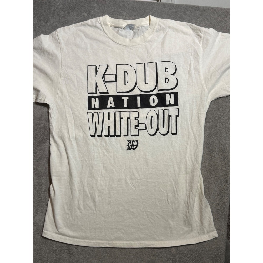 Port & Company K-Dub Nation White-Out Graphic T-Shirt Mens Large White Cotton